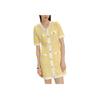 Karl Lagerfeld Fashionable Waist-Defined Color-Blocked Button-Detail Short Sleeve Mini Dress Women Dresses Yellow E41W1308