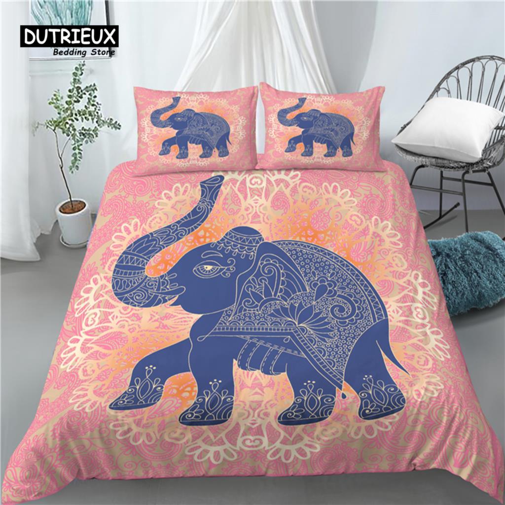 Home Living Luxury 3D Elephant Print 2/3Pcs Comfortable Duvet Cover PillowCase Bedding Sets Queen and King EU/US/AU Size