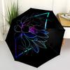 1 Stück Neon-Blumen-Dreieck-Design-Regenschirm mit Kunststoffgriff, Lebendiges Cartoon-Muster, Multifunktionaler RegenschirmB1971