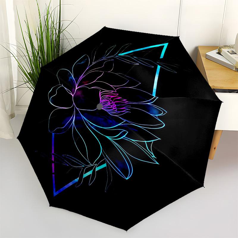 

1pc Neon Floral Triangle Design Umbrella with Plastic Handle,Vibrant Cartoon Pattern,Multi-functional UmbrellaB1971
