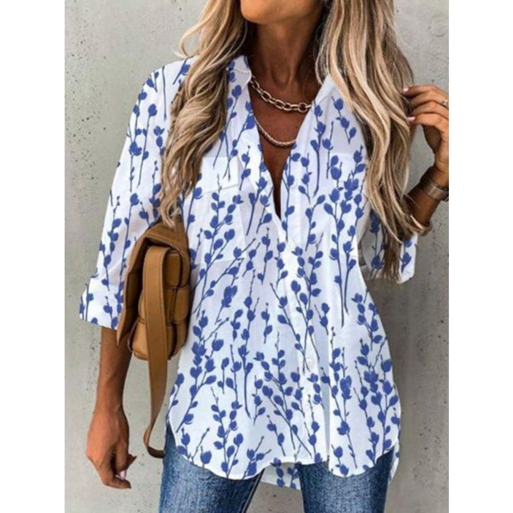 Temperament Long Sleeve Women Shirt Large Size Loose Shirts Women Casual Versatile Printed Tops Women