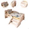 1/12 Wooden Doll Bed Set with Bedding Accessories for Dollhouse Fun