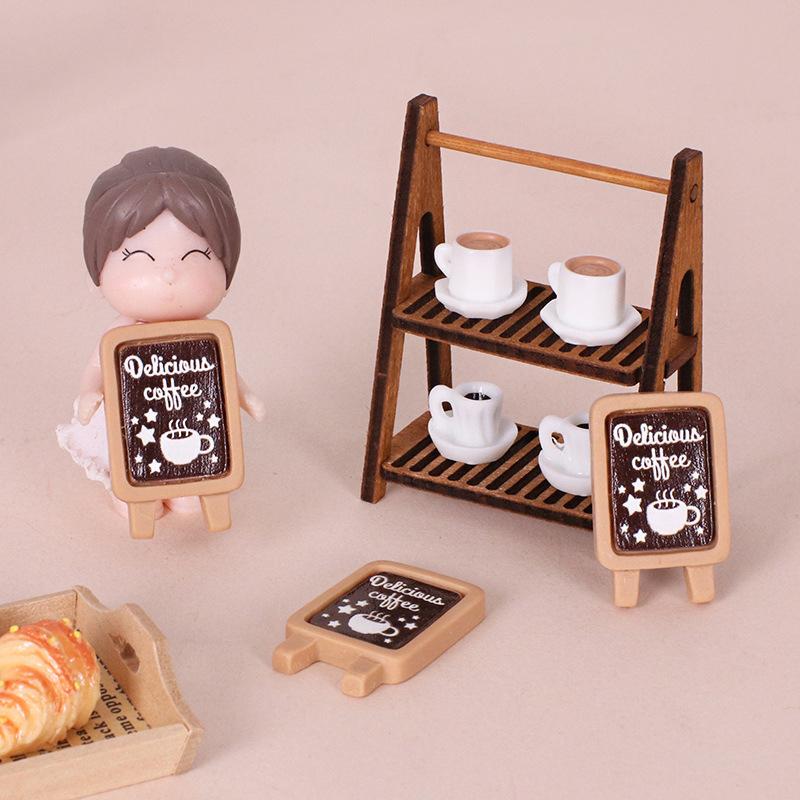 1:12 Dollhouse Miniature Double Layer Dessert Stand Coffee Cup Furniture Home Model Decor Toy Doll House Accessories
