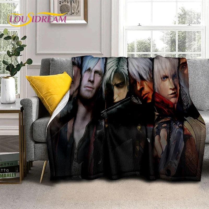 3D D-Devil May Cry DMC Game Cartoon Soft Flannel Blanket for Beds Bedroom Sofa Picnic,Throw Blanket for Outdoor Leisure Nap Gift