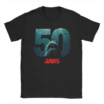 Jaws 50th T Shirt Men Street Style Pure Cotton T-Shirts Beach O Neck Leisure Tee Shirt Casual Plus Size Tops