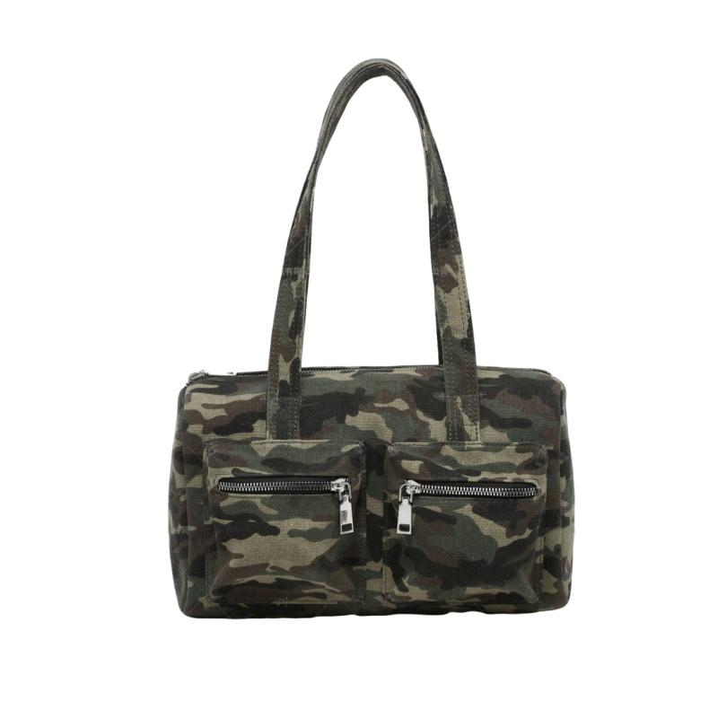 

Retro Leopard Print Shoulder Bag Cool Camouflage Multi-pocket Handbag Casual Simple Bowling Underarm Bag Women Large Commute Bag камуфляжный