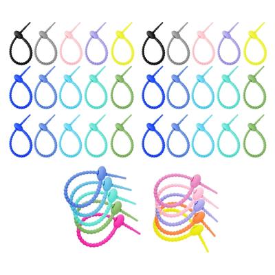 Packung mit 10/20/50 Silikon Wiederverwendbare Tasche Drehverschluss Kabelbinder Flexible Bänder zur Organisation und für DIY-Projekte