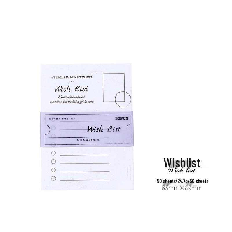 Sugar Poetry Retro White Kraft Sticky Notes: Life Imprint Series (50 Sheets, 6 Styles) for Collage & Writing
