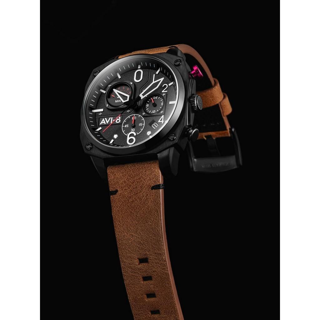 AVI-8 Hawker Hunter Charcoal Ember Brown Retrograde Chronograph Quartz AV-4052-02 Mens Watch