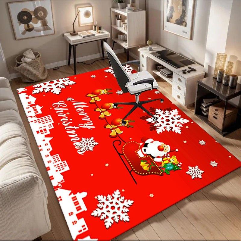 

Merry Christmas Santa Claus Reindeer Snowflake Greeting CardOffice Mat Perfect for Home Decor Office Desk Chair Rugs Chair Carpet for offi 60cm by 90cm