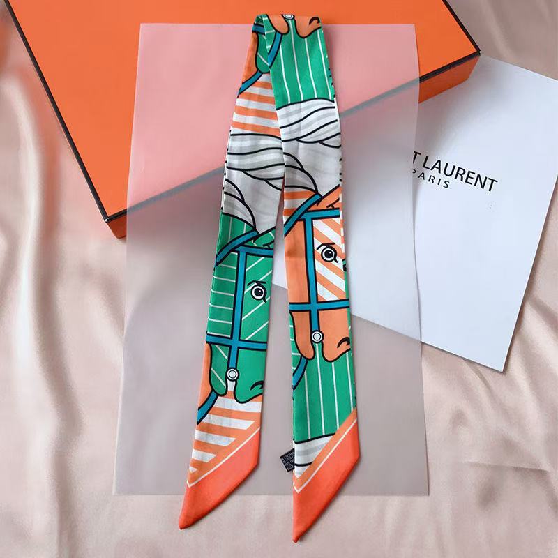 Nuovo Versatile Contrasto di Colore Testa di Cavallo Donna Piccolo Foulard di Seta Donna Borsa da Avvolgere Manico Nastro Twill Fascia per Capelli