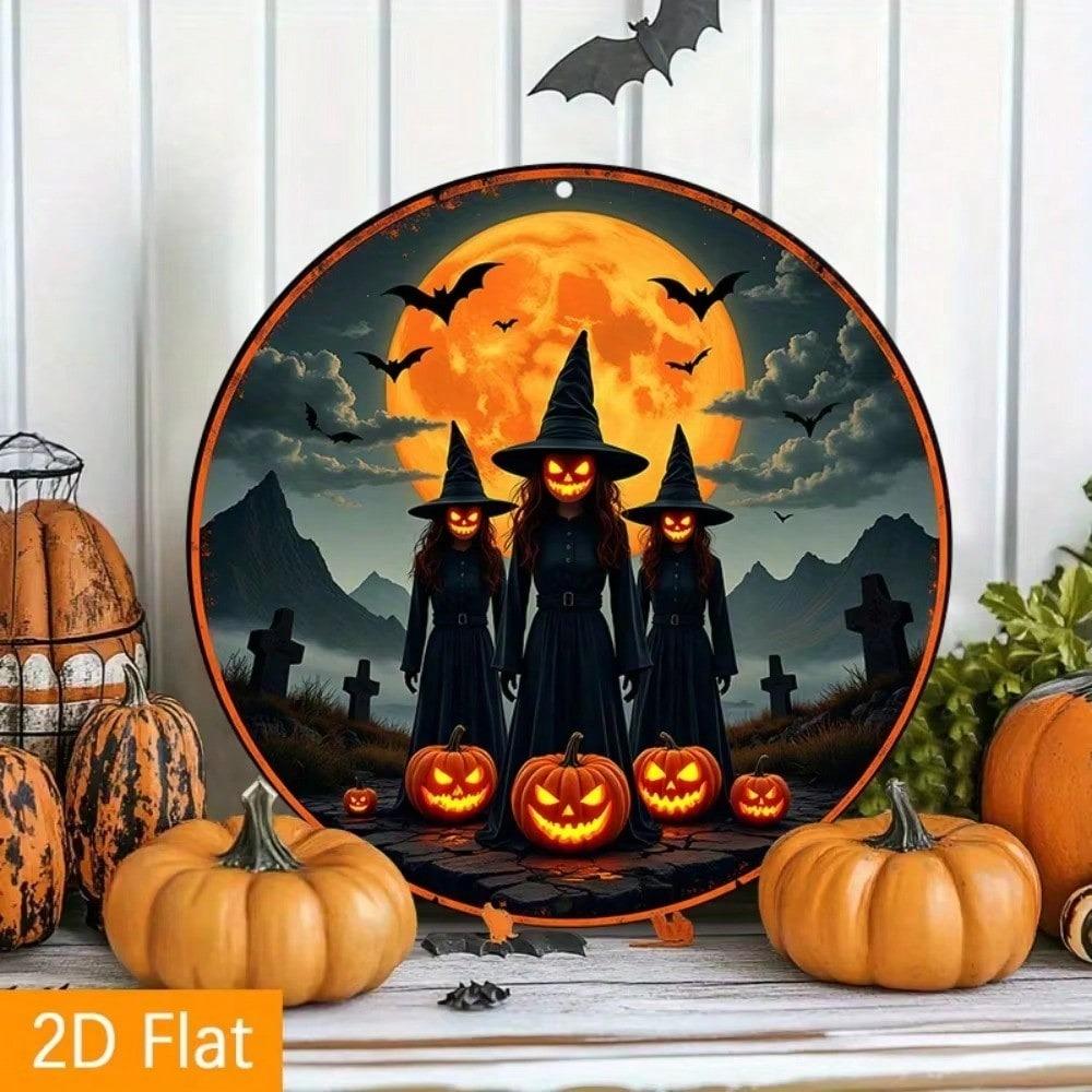 Halloween Witch Metal Sign Vintage Decor Wall Art Home Party