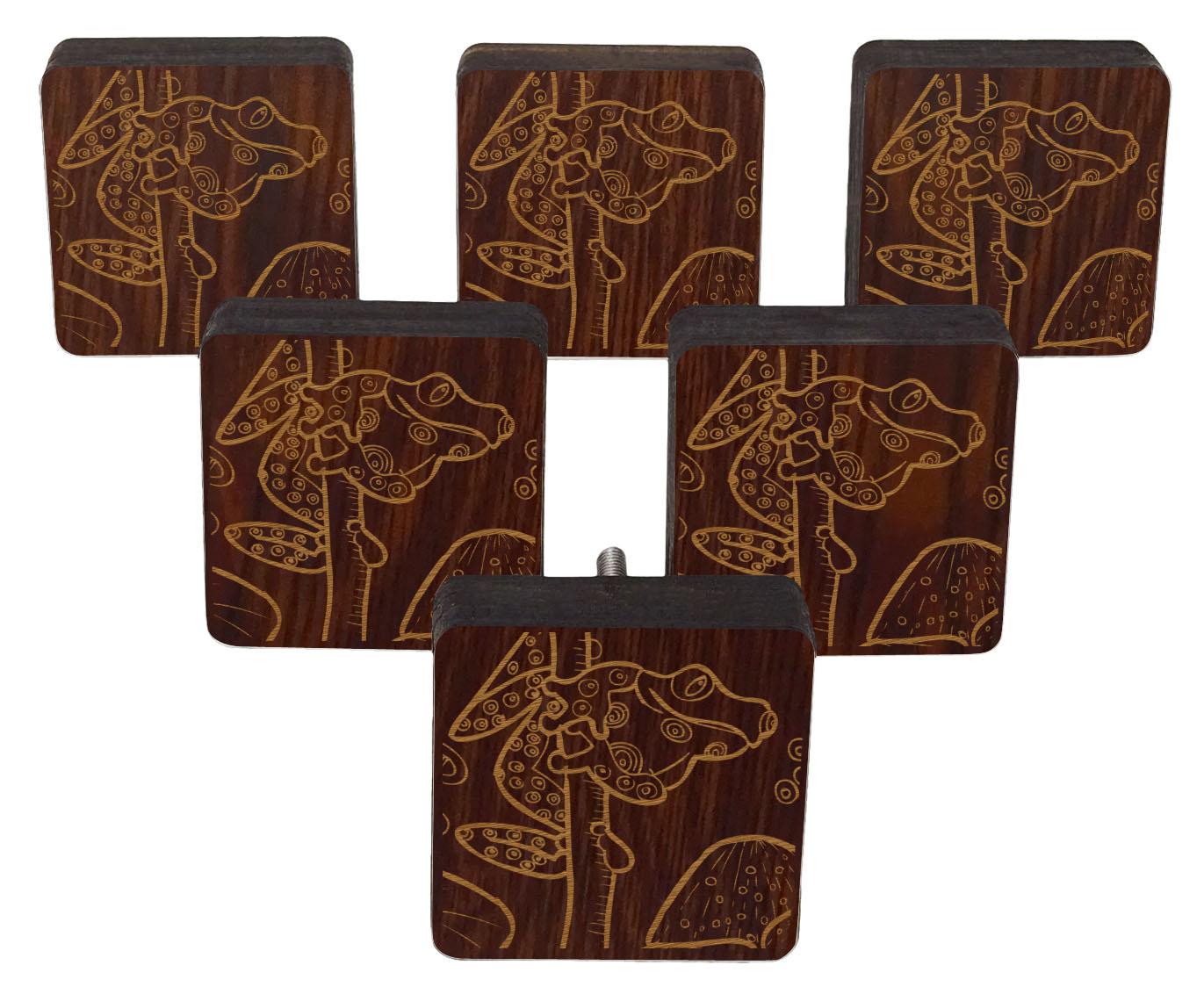 

IBA Indianbeautifulart Коричневі різьблені ручки Набір 10 шт. Дерев яні ручки для дверей шафи, висувної шухляди 2 x 2 Inches-Square коричневий