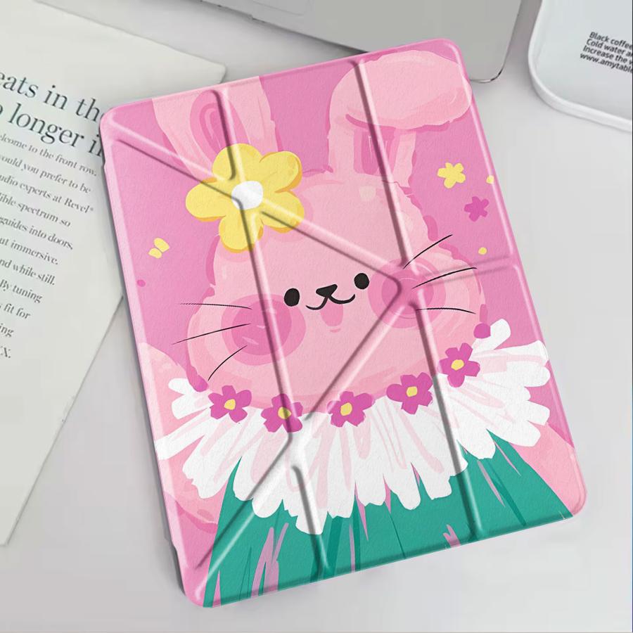 Pink Rabbit Cute Tablet Case For iPad Pro 11th 10th 9th 8th 7th 12.9inch Air 4 5 M3 M2 1 2 M4 11inch Mini 6 7 Pro 2025 Holder