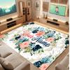 Floral Garden Theme Crystal Velvet Floor Rug Personalized Custom Name Text Warm Carpet Home Decoration