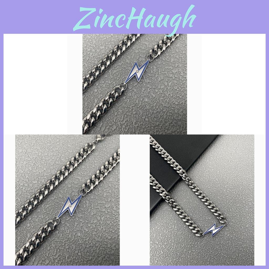 Mens Street Style Stainless Steel Lightning Pendant Necklace With Polished Finish For Casual Wear
