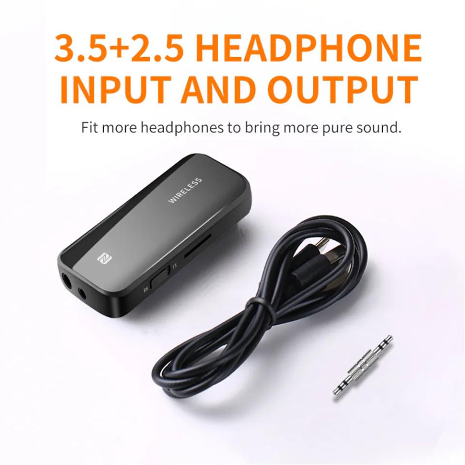 Bluetooth 5.1 Transmitter Receiver NFC TF Card Wireless Adapter Dongle 3.5mm AUX for PC Headphones Stereo Car HIFI Audio