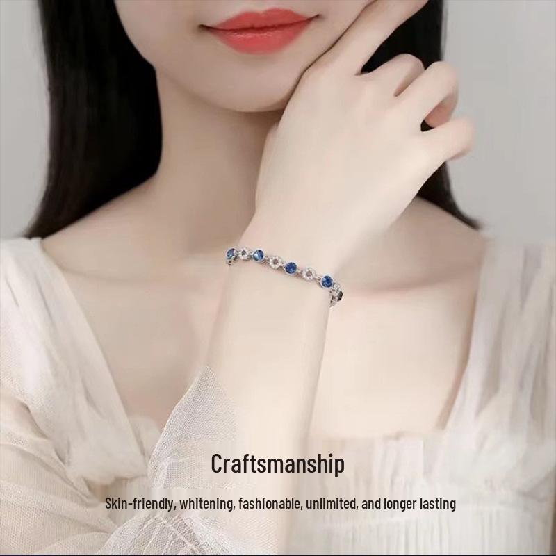 Ferris Wheel S925 Sterling Silver Ocean Heart Bracelet - Women's Luxurious and Versatile High-End Jewelry Design