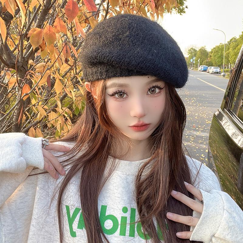 Beret autumn and winter face little girl painter hat versatile classic British retro newsboy hat