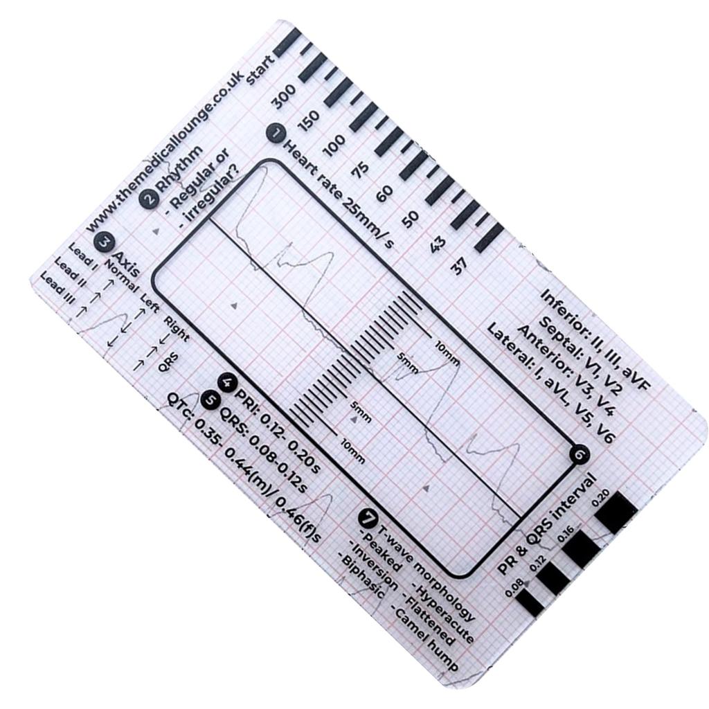 Portable ECG EKG 7 Step Ruler Card ECG/EKG Interpretation Tool For Easy ECG EKG Interpretation Heart Health Assessment