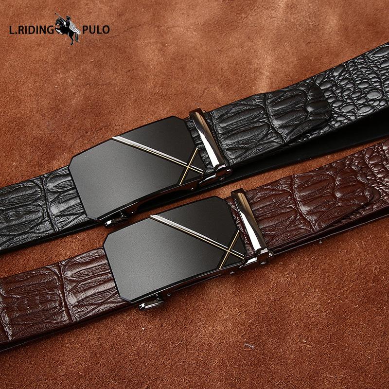 Vegetable Tanned Leather Cowhide Men's Belt Genuine Leather Automatic Buckle Belt Business Belt