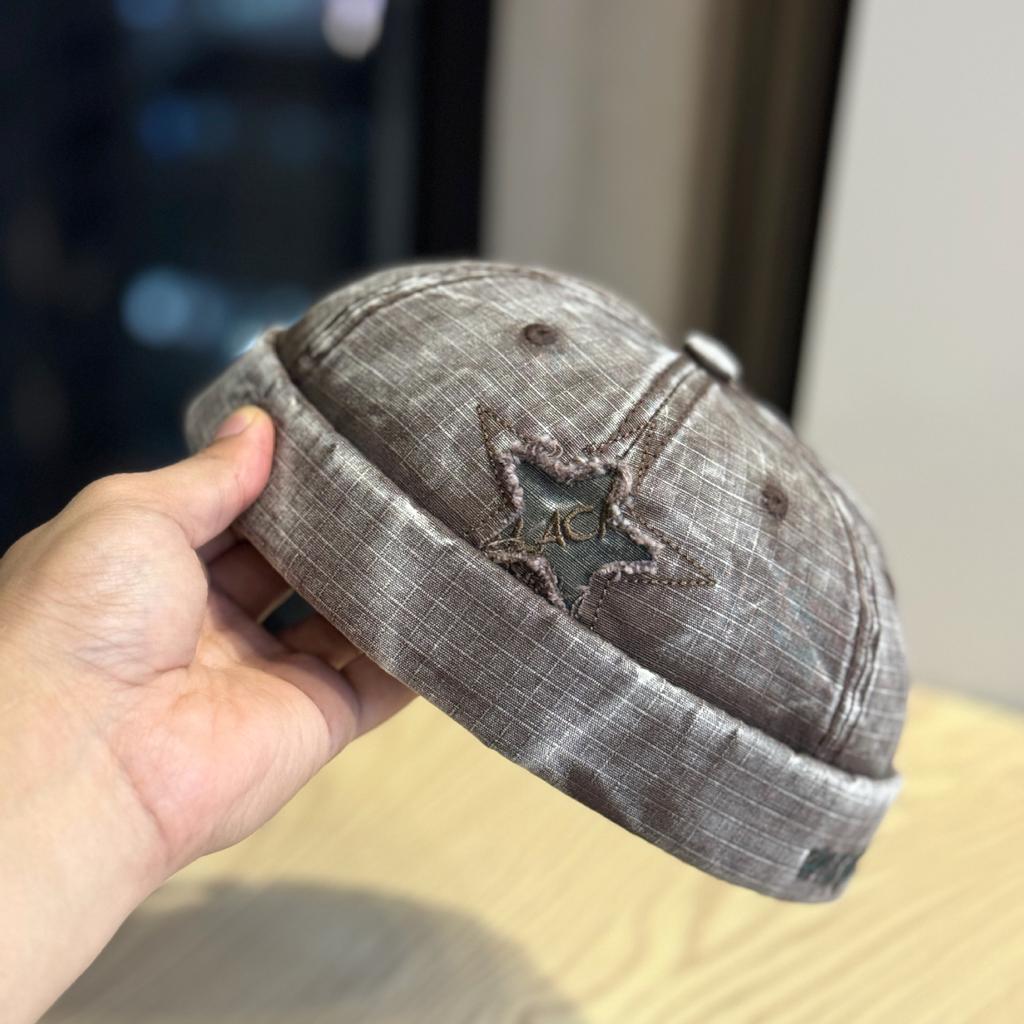 Nuovo Cappello Docker Lavato Colore Retrò Senza Visiera Stella Giuntura Cappelli Senza Visiera Lettera Berretto Regolabile Stile Vintage Hip Hop