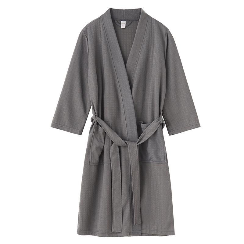 Korean Style Waffle Bathrobe: Lightweight, Breathable, Absorbent Women's Summer Pajamas for Sauna and Hot Spring.