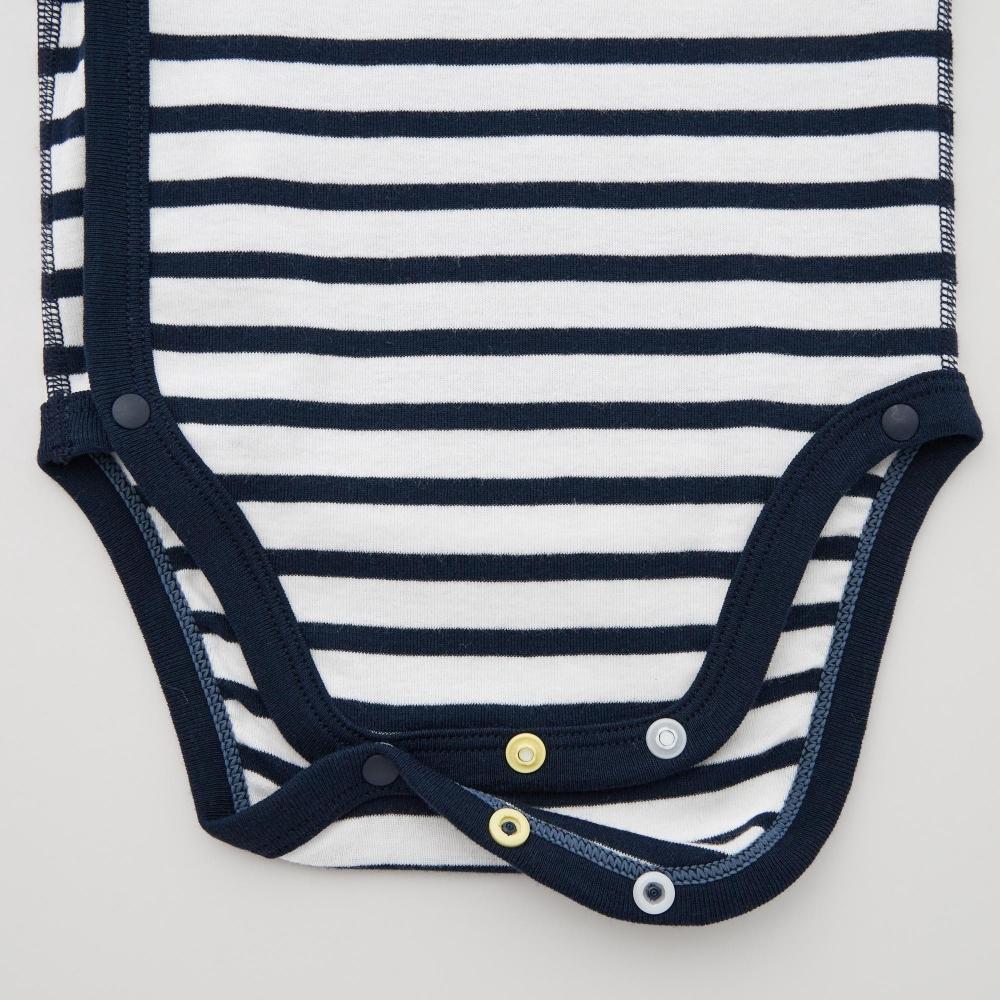 Uniqlo Japan Bodysuit  Bordered  Long Sleeves  Open Front 