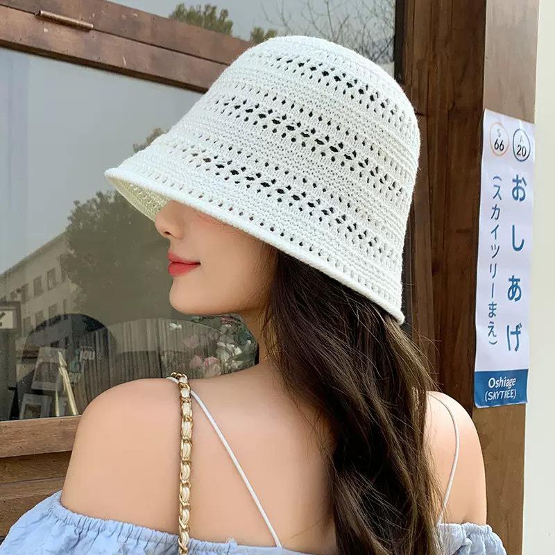 

Japanese Style Breathable Knitted Fisherman Bucket Hat for Women - Summer 2026 Sunshade & Sun Protection