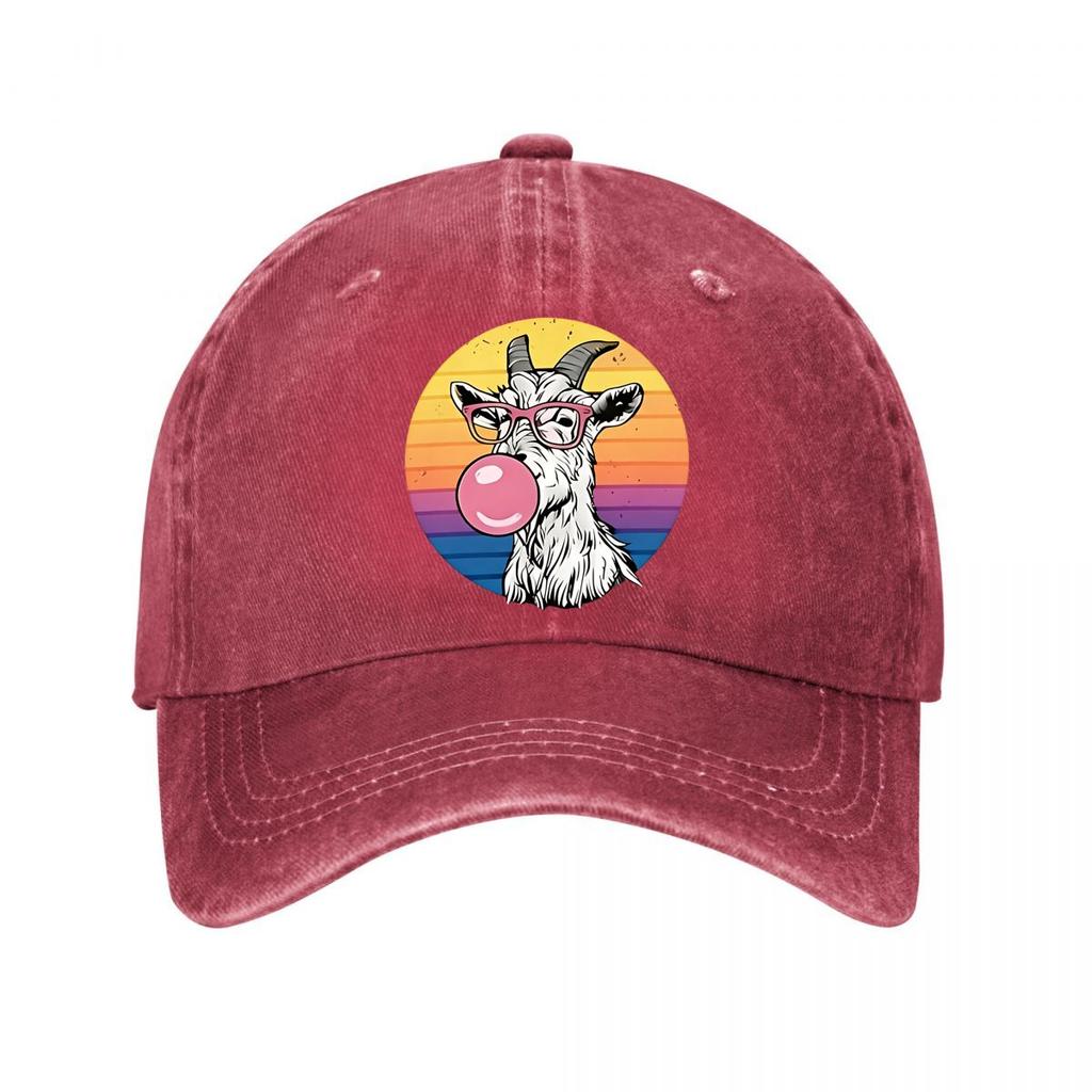 Vintage Washed Cotton Baseball Cap Retro Goat Bubble Gum Multiple Colors Washed Baseball Cap