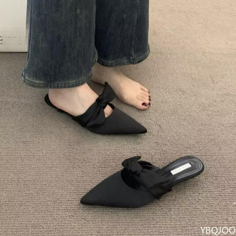2025 Summer New women Versatile Comfortable Purple sandal with Butterfly Knot Fashionable Simplicity Baotou women Half Slippers