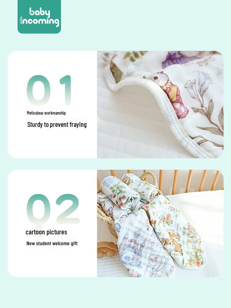 A-Grade Pure Cotton Baby Towel: Newborn Bath Towel & Bib, 6-Layer Bubble Gauze