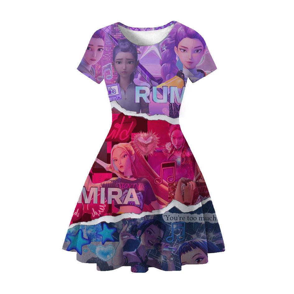 

3D-друкована вечірня сукня Мисливиці на демонів K-POP для дівчат Kid s Size 140cm