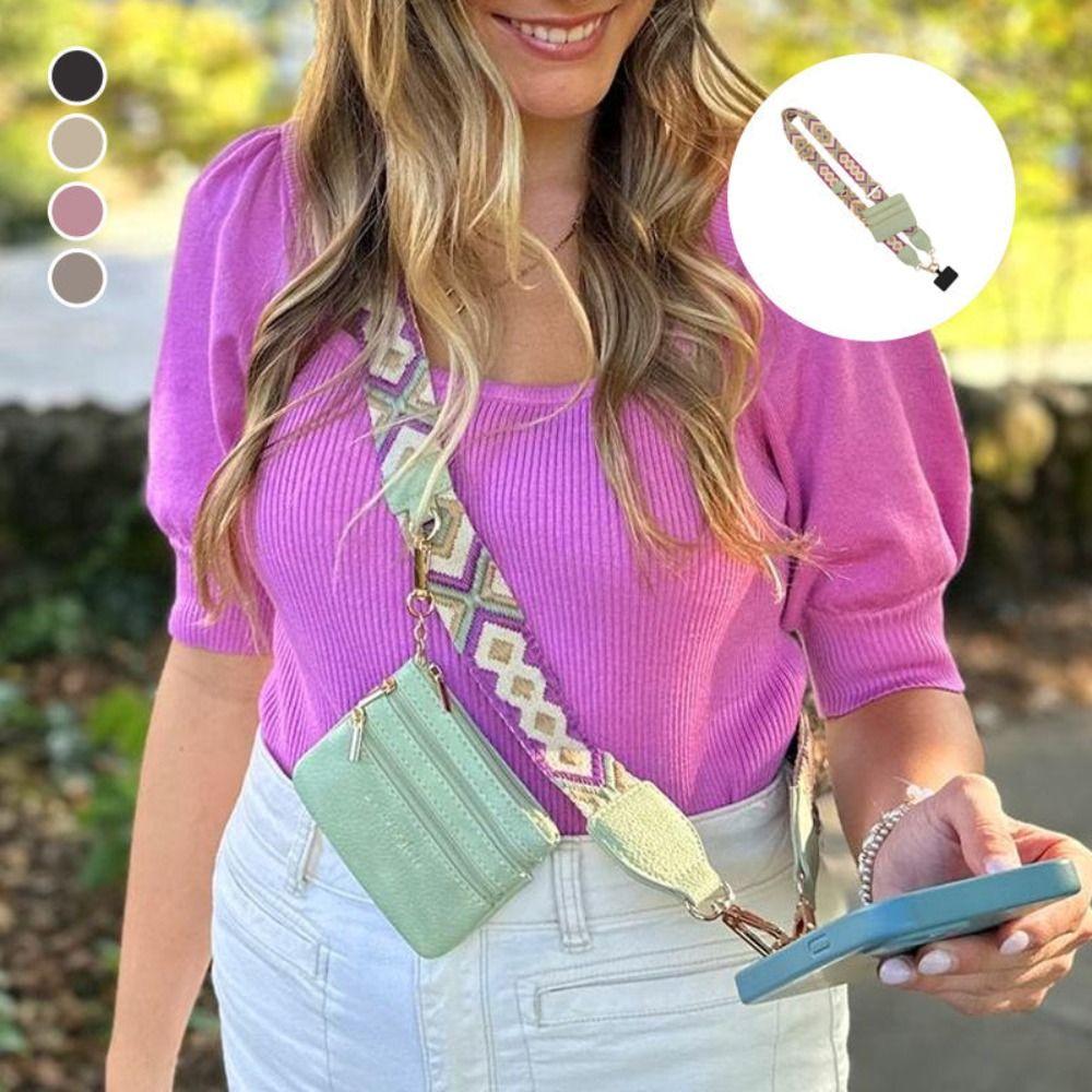 

Portable Mobile Phone Organizer With Zipper Pocket Phone Accessories Gifts Phone Strap black