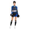Uniforme Brillante da Cheerleading da Donna Manica Lunga Strass Crop Top Gonna da Pattinaggio