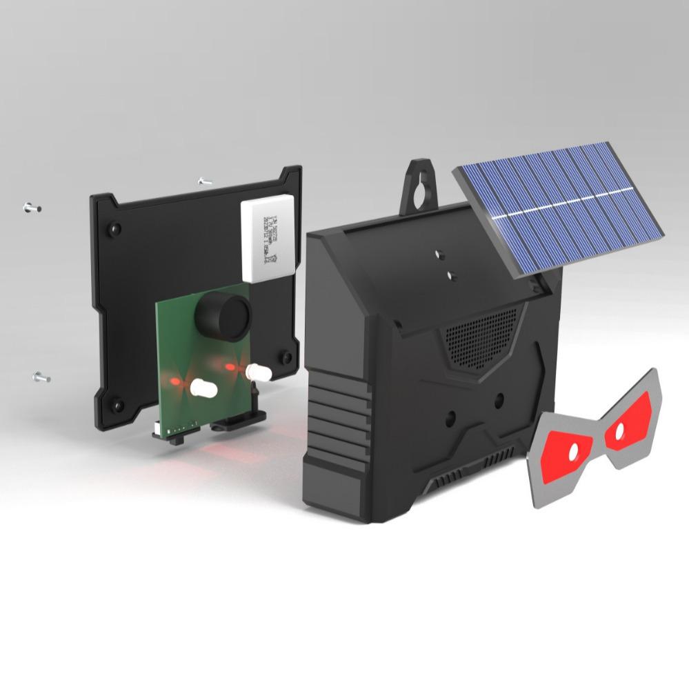 USB Solar-Powered Outdoor Waterproof Animal and Bird Repellent Mouse Repeller with Red & White Flashing Light