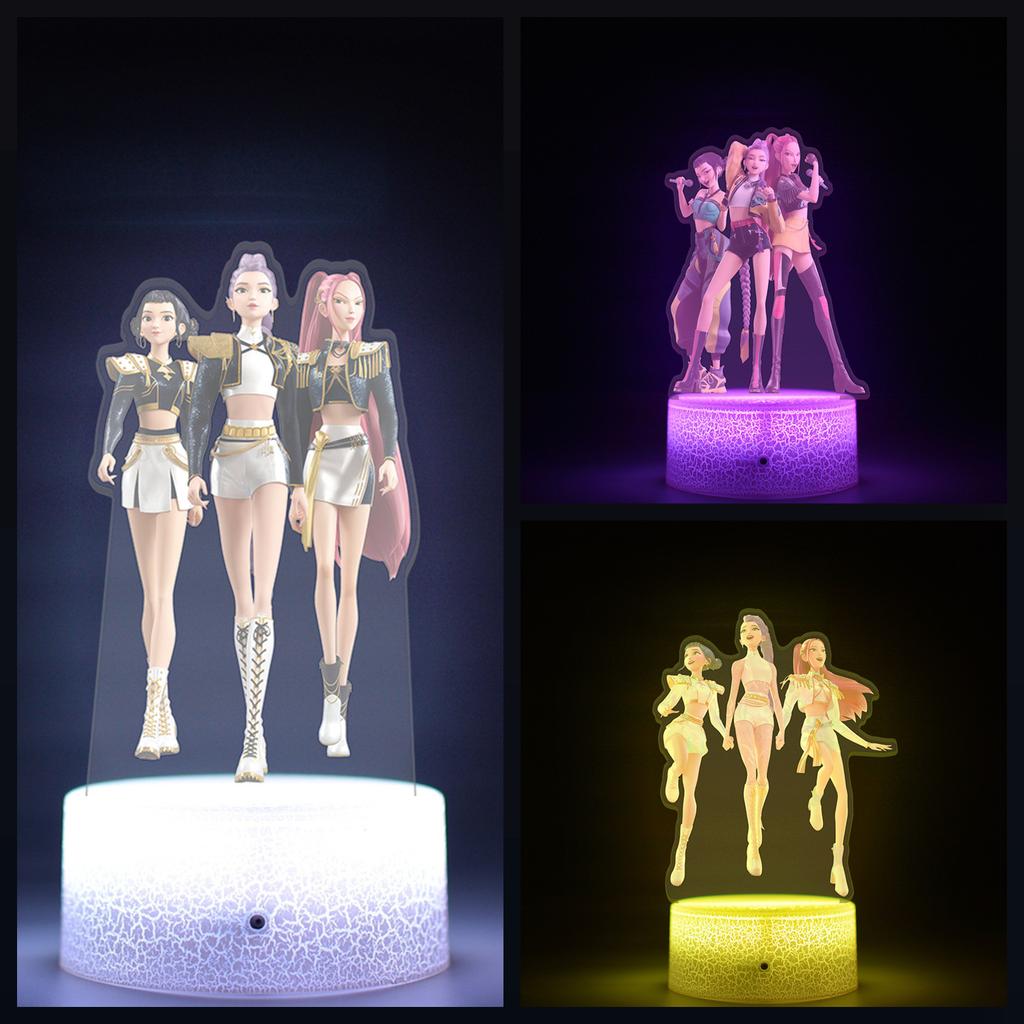 KPop Demon Hunters Kawaii Zoe Mira Rumi Saja Boys Monochrome Light Remote Control 16 Color Night Lights