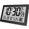 Large Screen Digital Wall Clock Battery Use Indoor Temperature Digital Display Clock Living Room Bedroom Calendar Clock