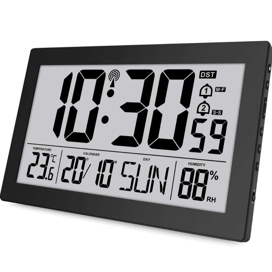 

Large Screen Digital Wall Clock Battery Use Indoor Temperature Digital Display Clock Living Room Bedroom Calendar Clock