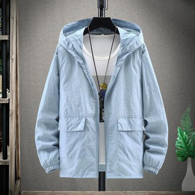 Leichte, große Kapuzenjacke für Herren, bequem, atmungsaktiv, Sonnenschutzjacke, dünne Angeljacke für den Außenbereich