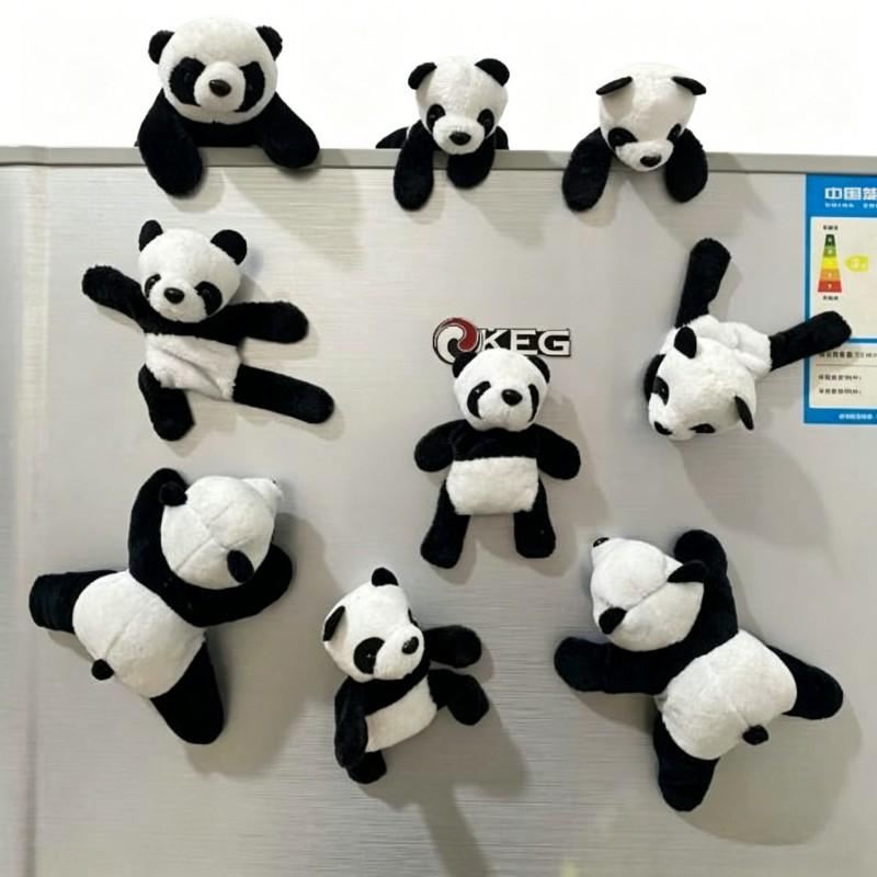 

9pcs Stuffed Plush Panda Magnetic Toy Decorating Refrigerator Magnet for Home Beauty Decoration 9pcs