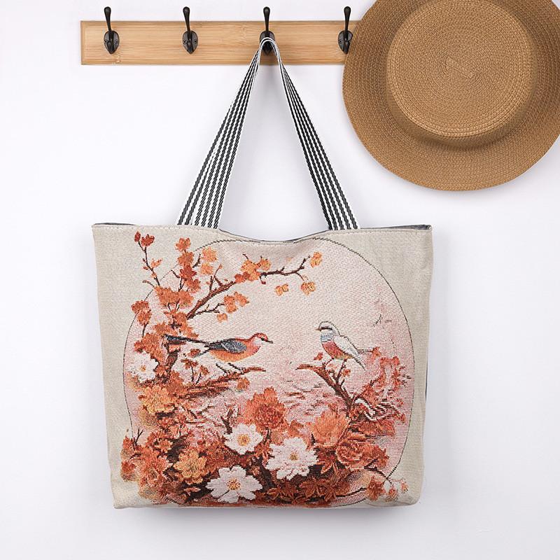 Canvas Butterfly Elephant Cat Tote Bag For Women With Sewn Details For Daily Use