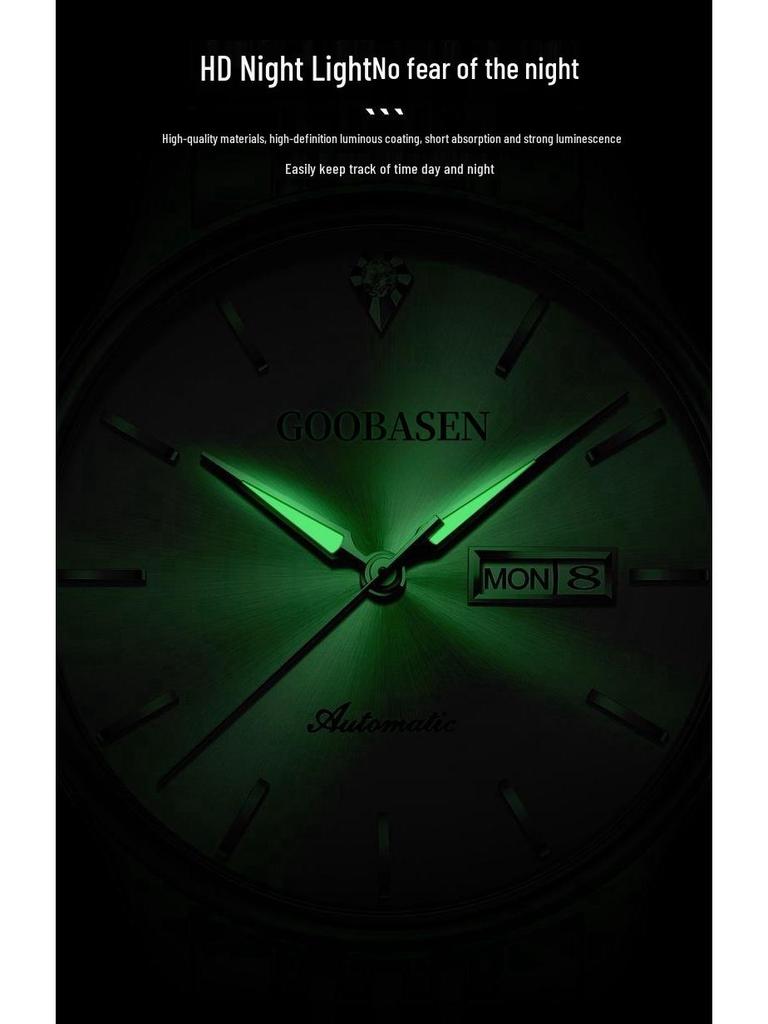 Montre Mécanique Lumineuse Entièrement Automatique pour Homme - Étanche, Tendance, Design Squelette avec Double Calendrier.