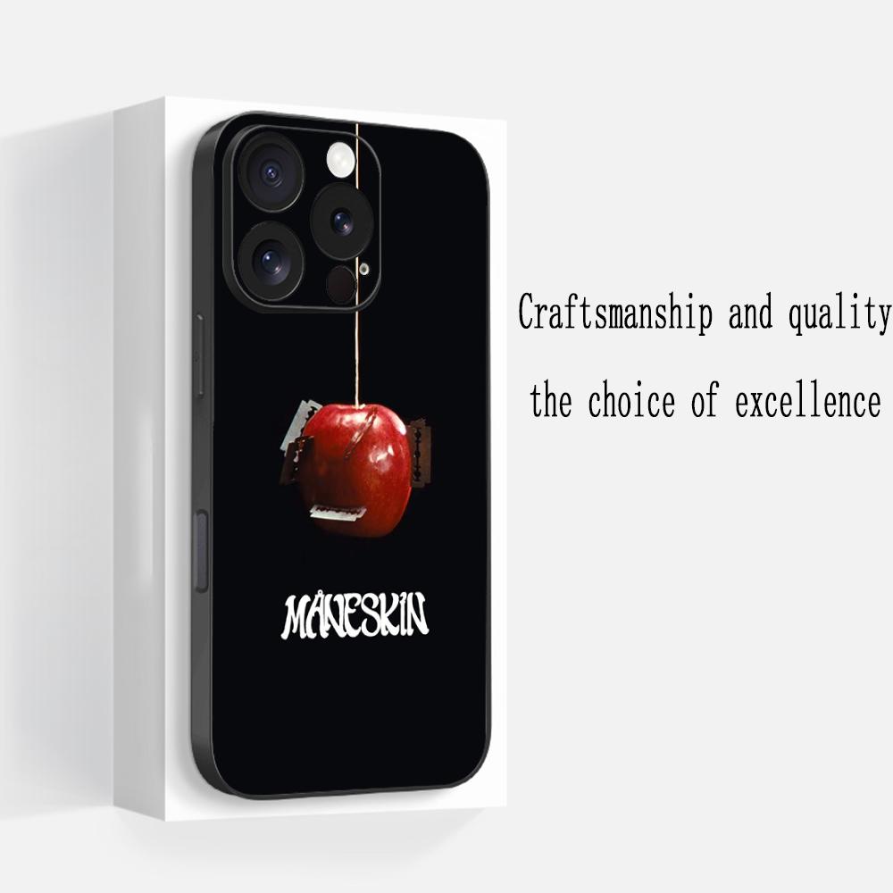 Maneskin Cool Band Pattern Design Phone Case For iPhone 16 16e 15 14 13 12 11 Plus Mini Pro Max Soft Black Shockproof Cover