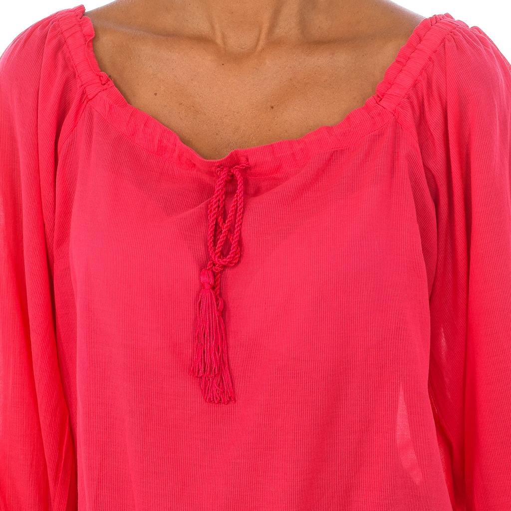 Women's Long Sleeve Round Neck Blouse 5DM45Q8B7