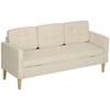 3-Seater Sofa In Snow Flannel, Modern Sofa with Hidden Storage, Tufted Backrest, 166.5 X 62 X 82 Cm, Cream