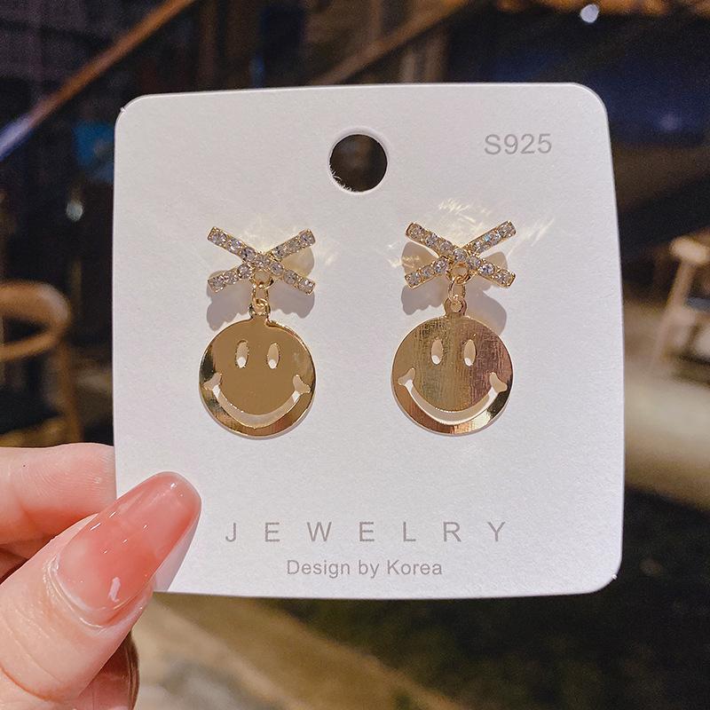 925 Silver Needle Korean Smile Face Earrings - Fashionable, Trendy, Versatile Statement Jewelry