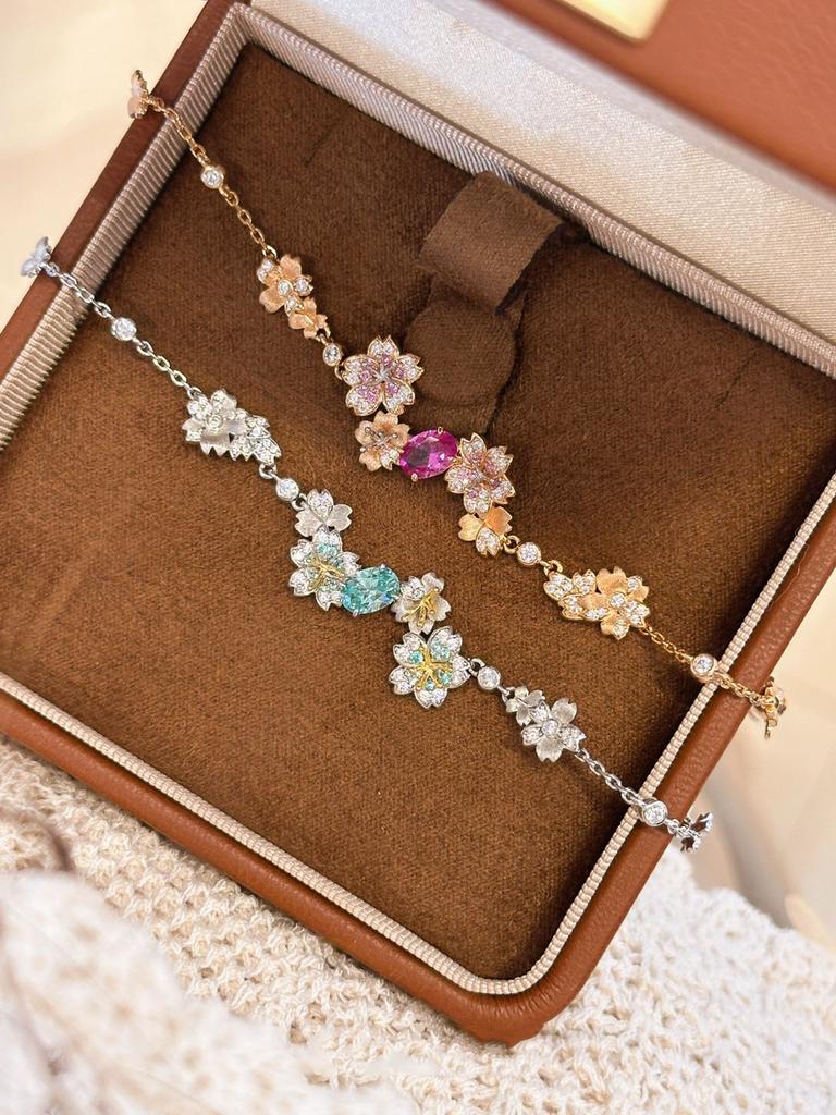 Hot Selling Dopamine Color Diamond Brushed Flower Bracelet Fairy Style Daily Stacking French Elegance