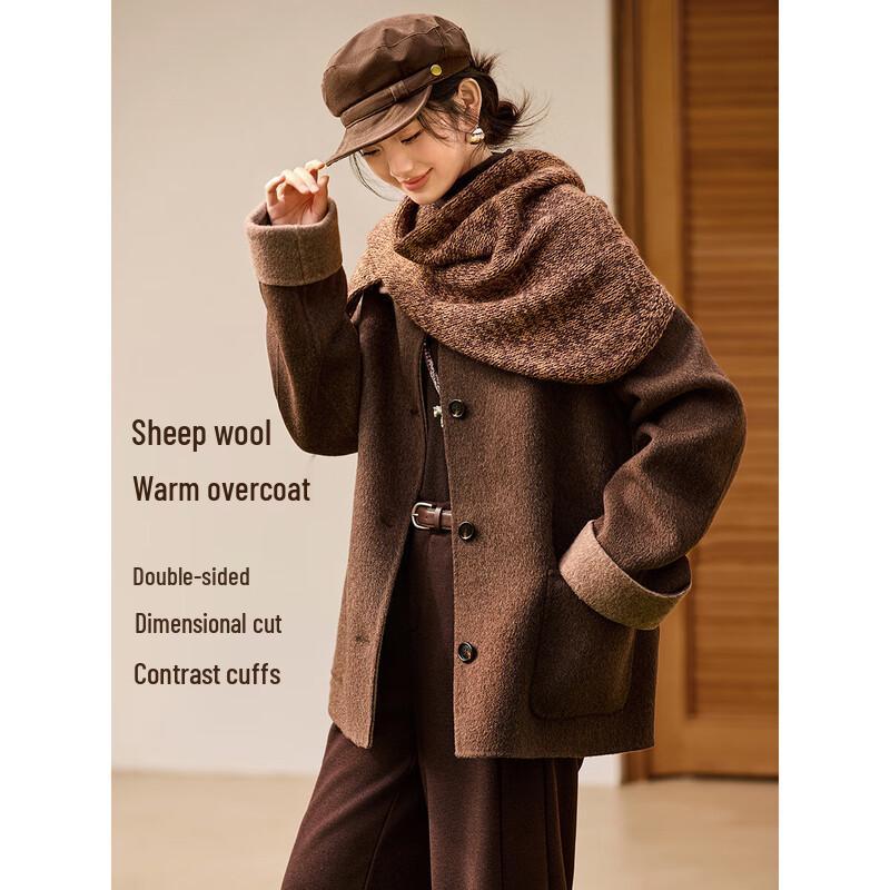 Mohan Yimei Women s Double-faced Wool Lapel Coat M