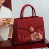 National Style Embroidery Red Niche Wedding Bag Bridal Women'S Bag Mom Bag Engagement Handbag Large Capacity